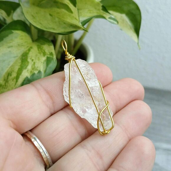 Raw Clear Quartz Crystal Pendant Charm, Jewelry Making Craft Supplies - Picture 1 of 3